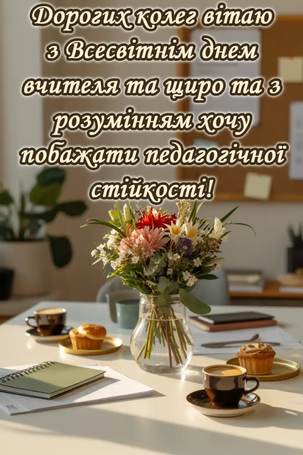 Привітання з днем вчителя колегам в картинках