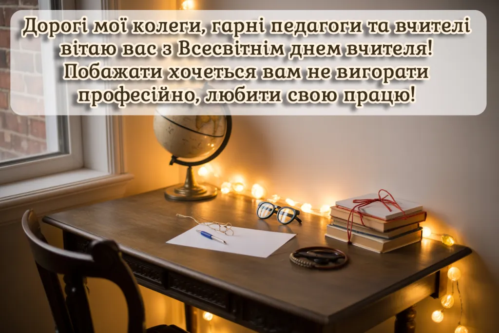 Привітання з днем вчителя колегам в картинках