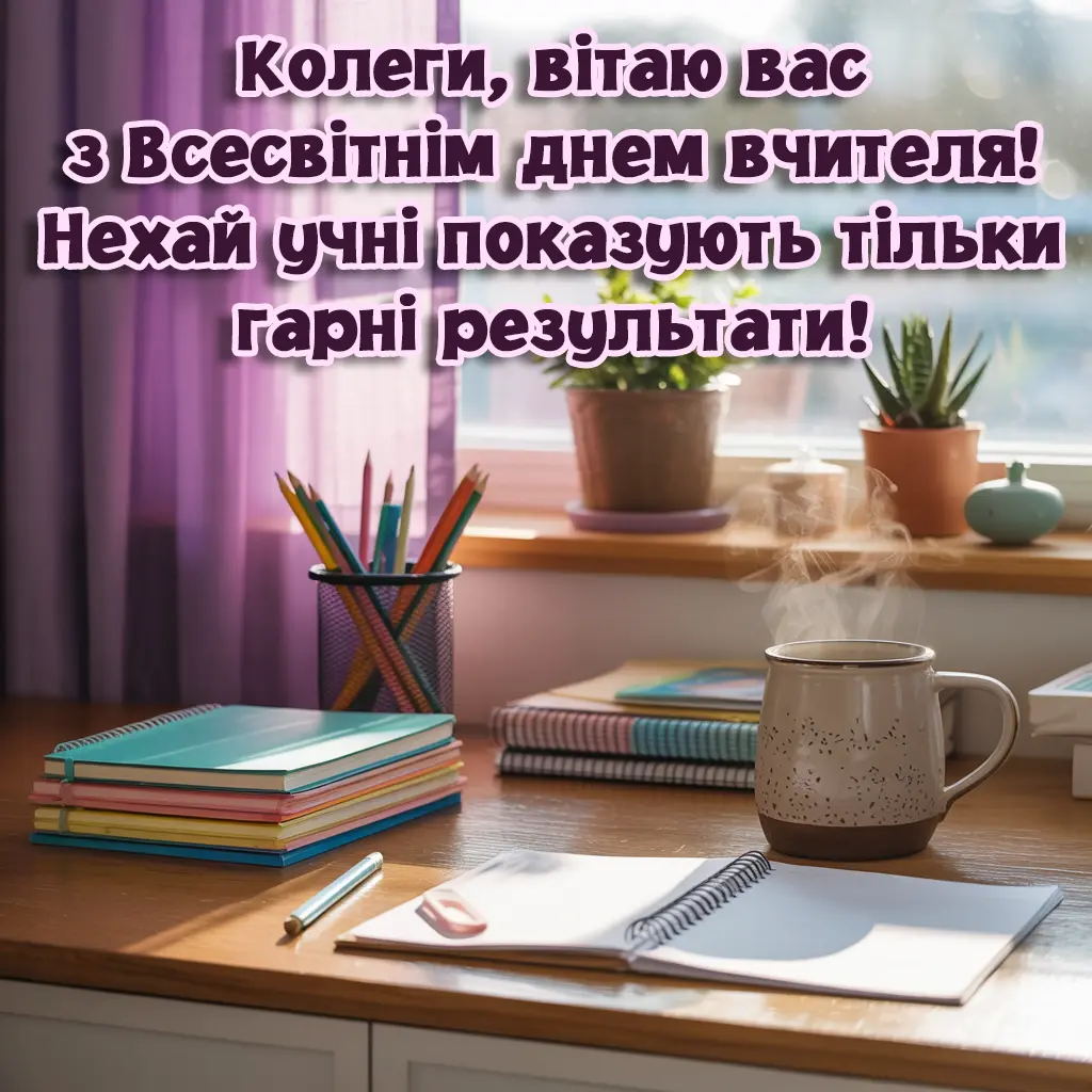Привітання з днем вчителя колегам в картинках