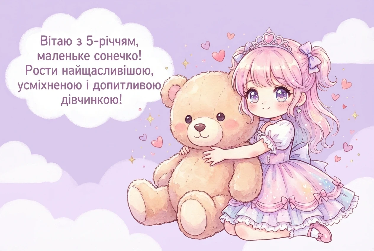 привітання з днем народження для дівчинки 5 років