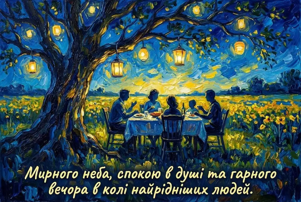 Доброго вечора: гарні листівки та щирі побажання для затишку!