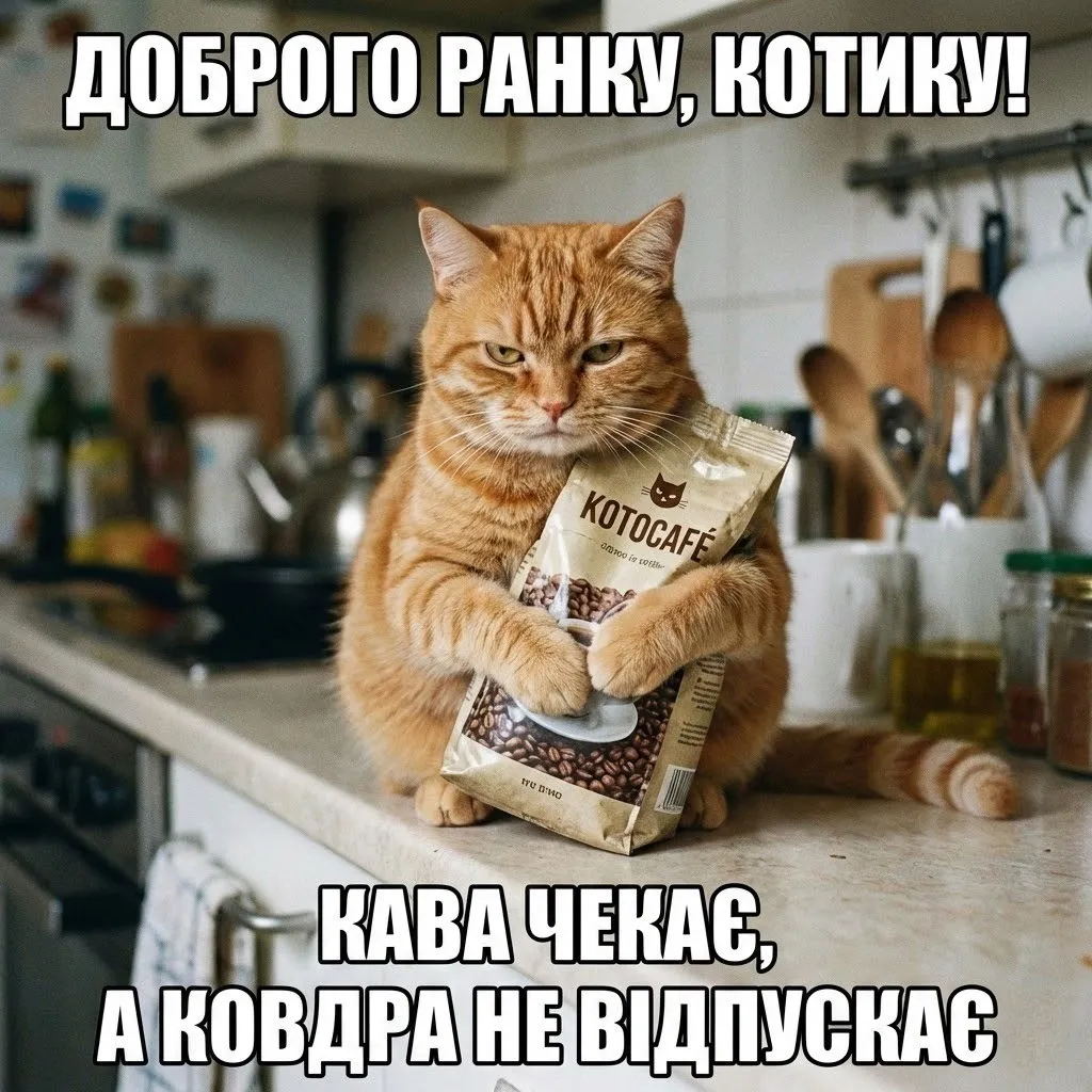 Доброго ранку, котику мій: найтепліші листівки та щирі побажання для гарного дня