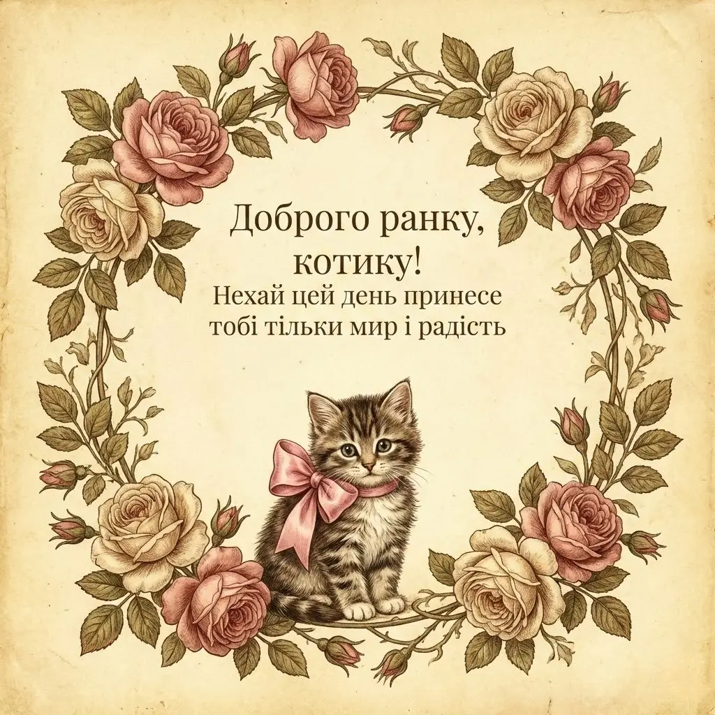 Доброго ранку, котику мій: найтепліші листівки та щирі побажання для гарного дня