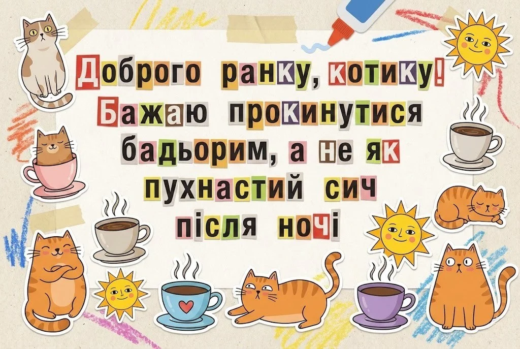 Доброго ранку, котику мій: найтепліші листівки та щирі побажання для гарного дня