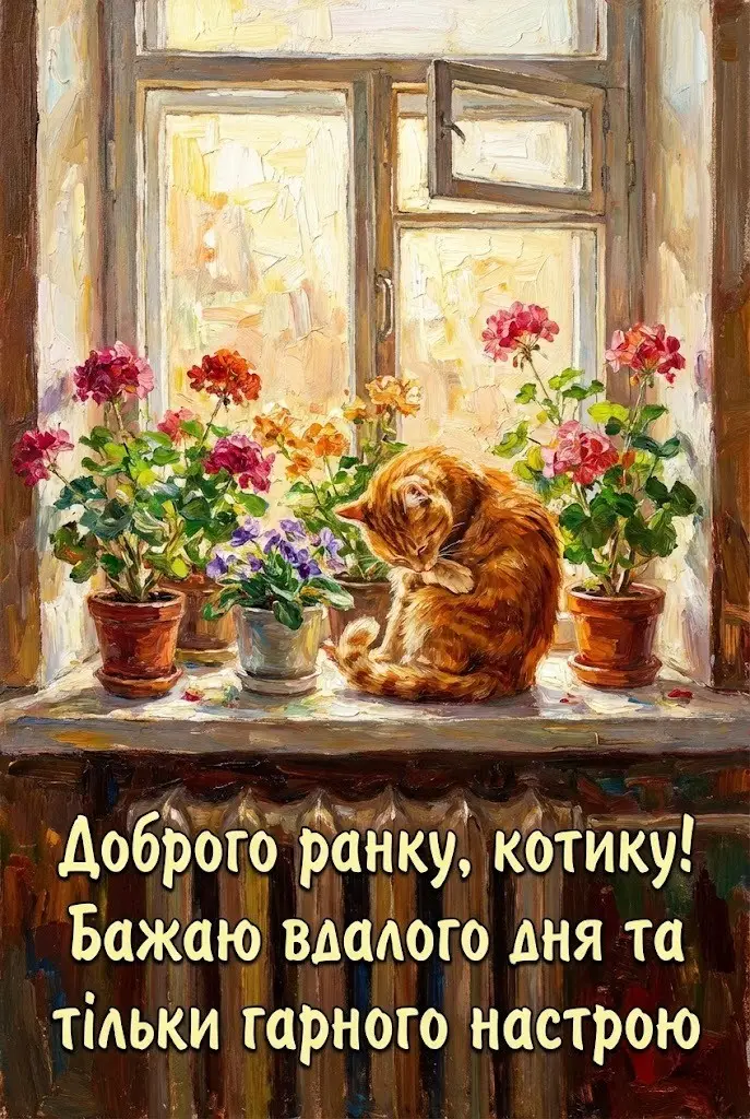 Доброго ранку, котику мій: найтепліші листівки та щирі побажання для гарного дня