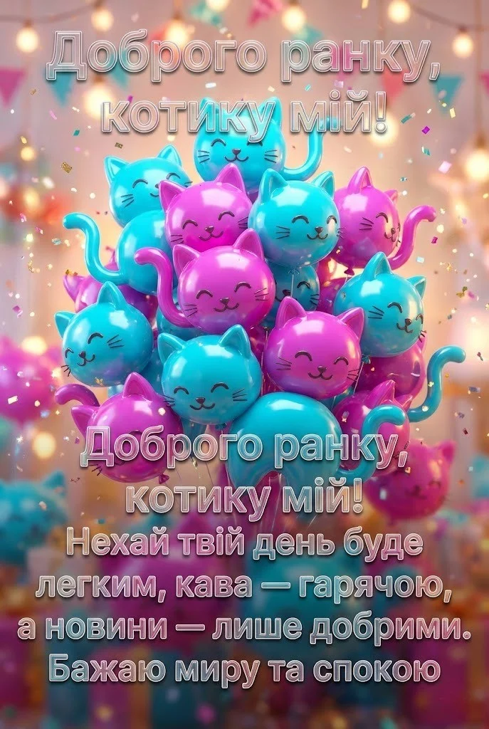 Доброго ранку, котику мій: найтепліші листівки та щирі побажання для гарного дня