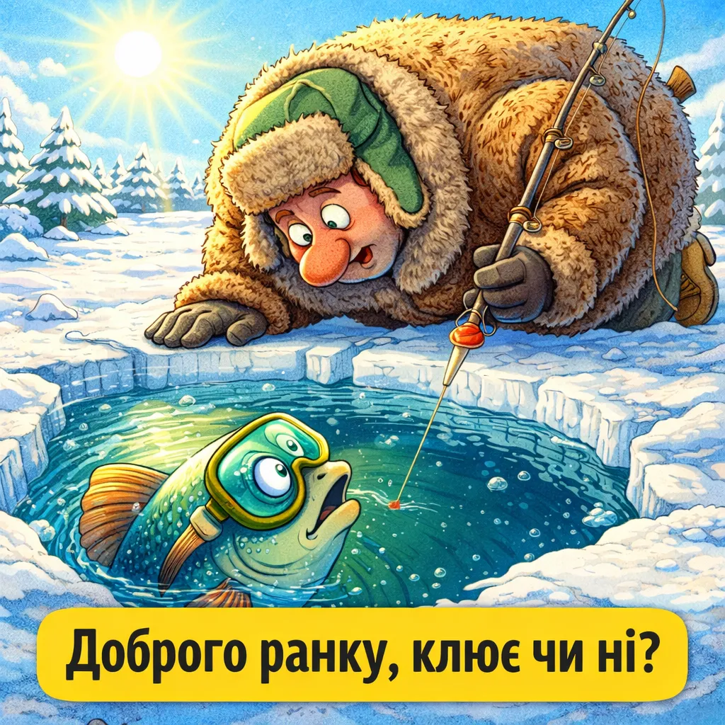 Доброго ранку, зима та рибалка: душевні листівки для гарного настрою