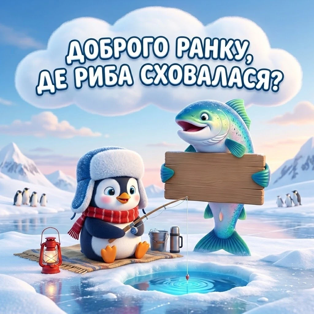 Доброго ранку, зима та рибалка: душевні листівки для гарного настрою