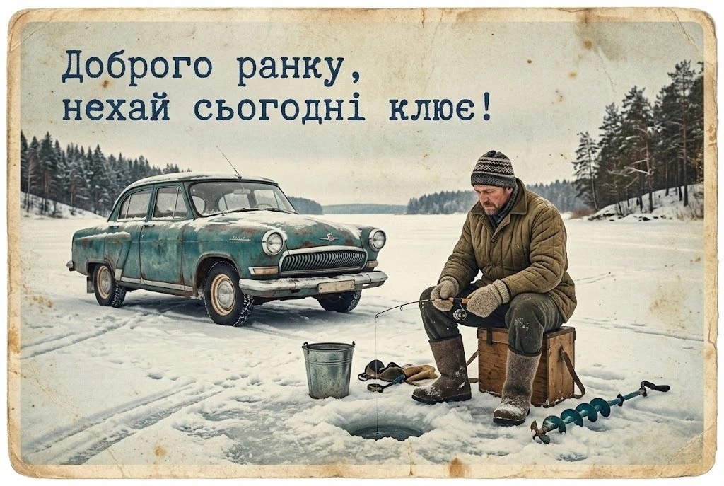 Доброго ранку, зима та рибалка: душевні листівки для гарного настрою