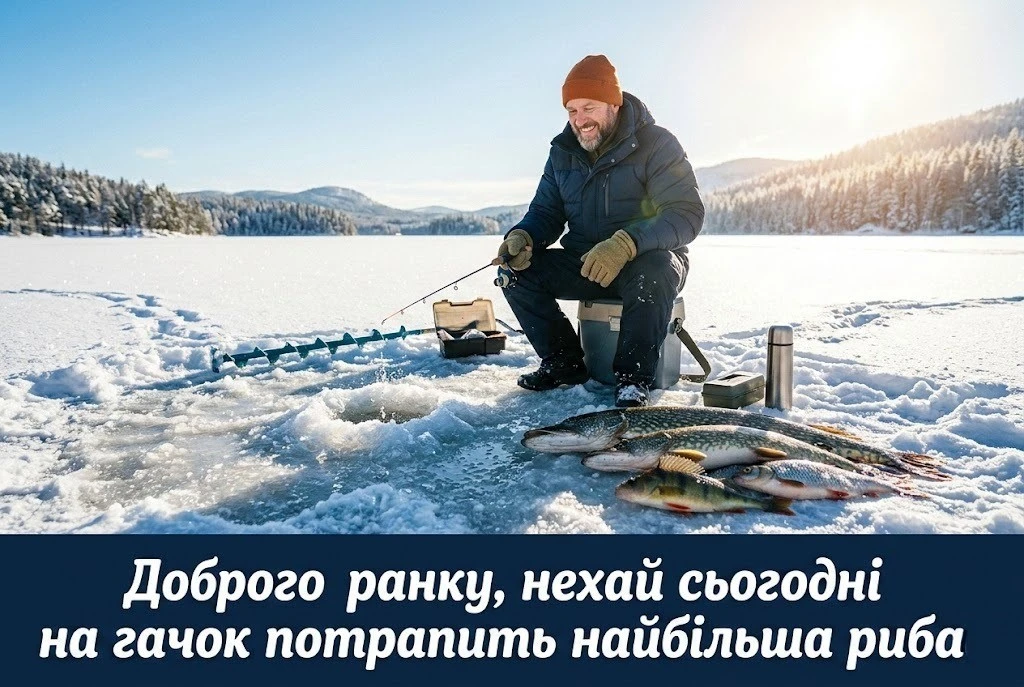 Доброго ранку, зима та рибалка: душевні листівки для гарного настрою