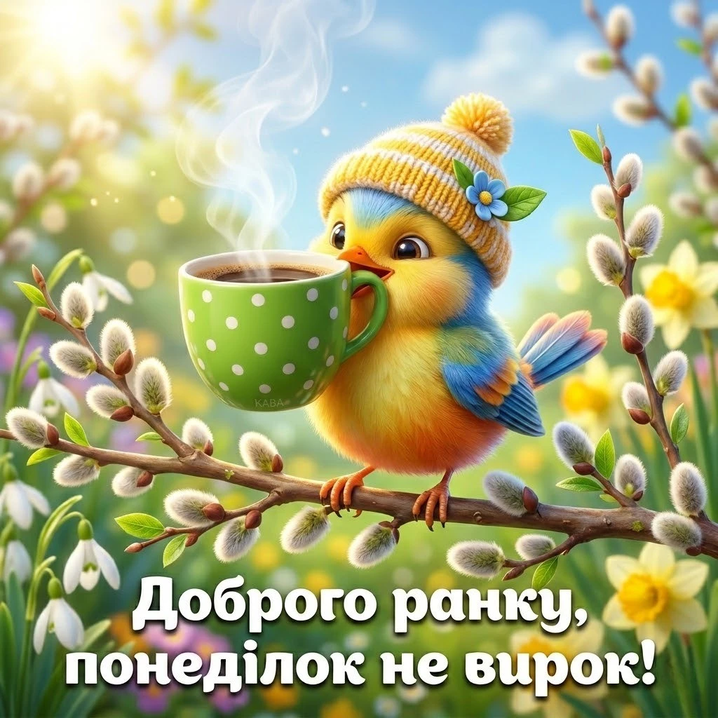 Доброго ранку, понеділок: прикольні картинки та гарні привітання на початок весни