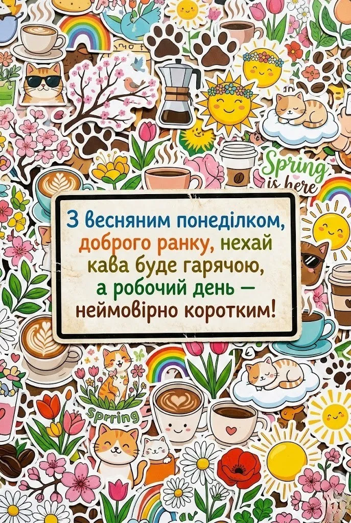 Доброго ранку, понеділок: прикольні картинки та гарні привітання на початок весни