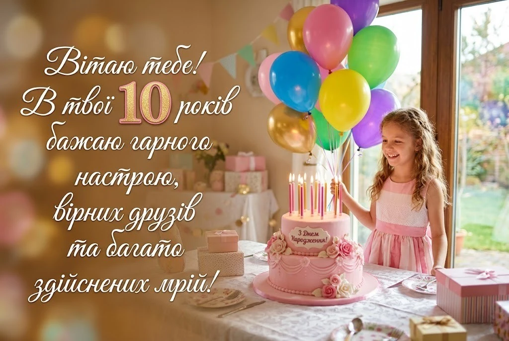 Привітання з днем народження дівчинці на 10 років: найкращі побажання у віршах та прозі