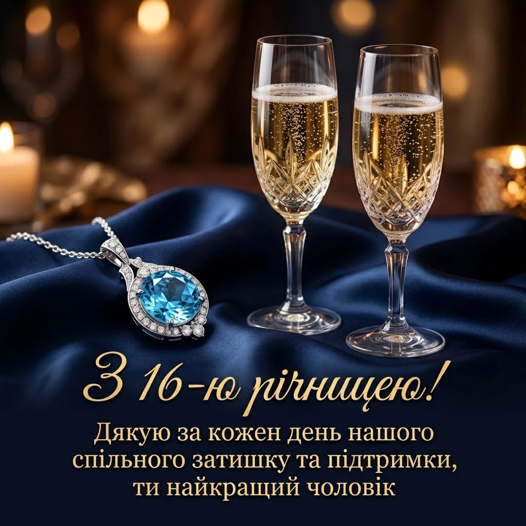 Привітання чоловіку на 16 років весілля: топазова річниця кохання