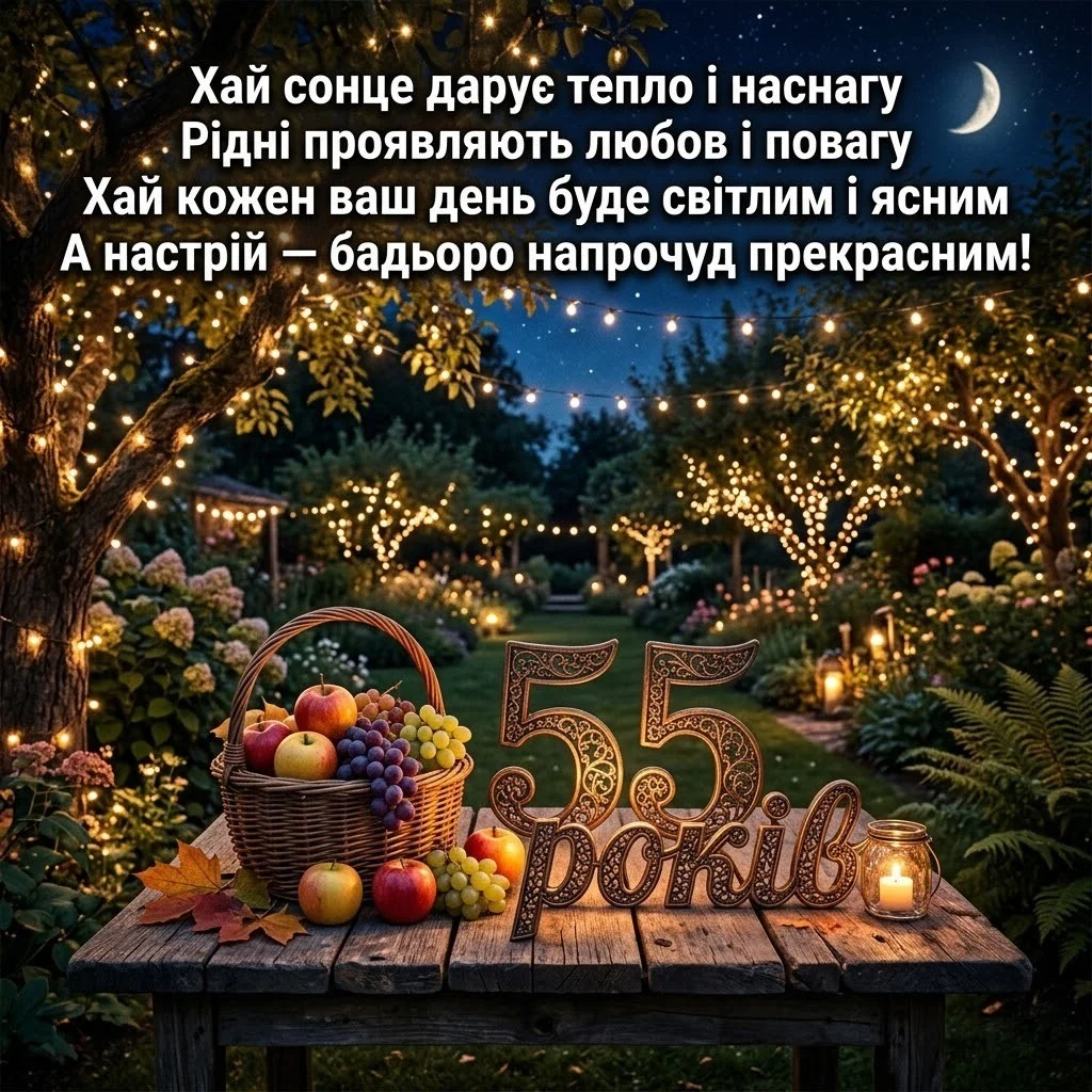 Найкращі вітання з ювілеєм 55 років жінці, які запам’ятаються назавжди
