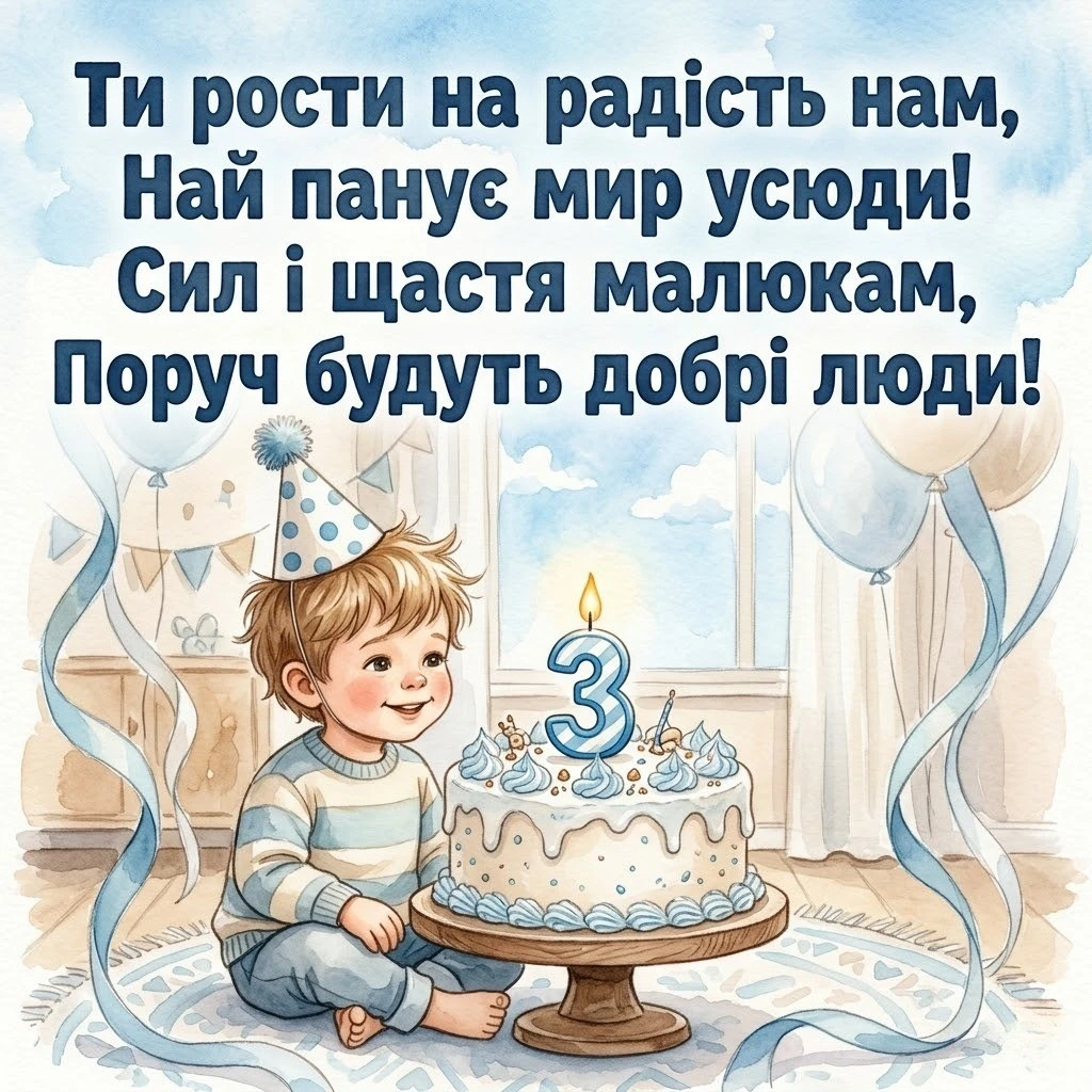 Привітання з днем народження для хлопчика на 3 роки: теплі слова для маленького джентльмена